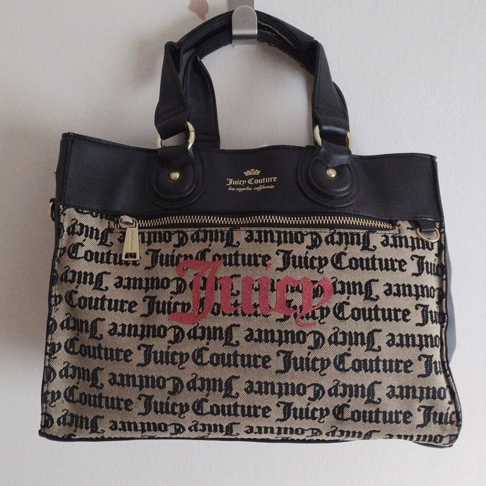 Juicy Couture Logo Print Tote Bag Y2K Glitter Pink Handbag